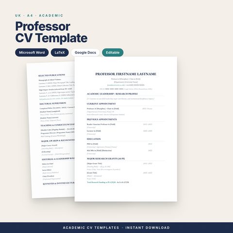Professor CV Template (UK)